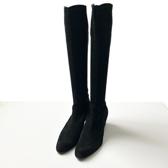 Stuart Weitzman Tall Black Suede Sock Boots Size 10 N - Picture 2 of 10